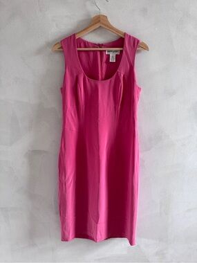 Bloomingdale's - Vintage Pink Silk Sleeveless Sheath Midi Dress